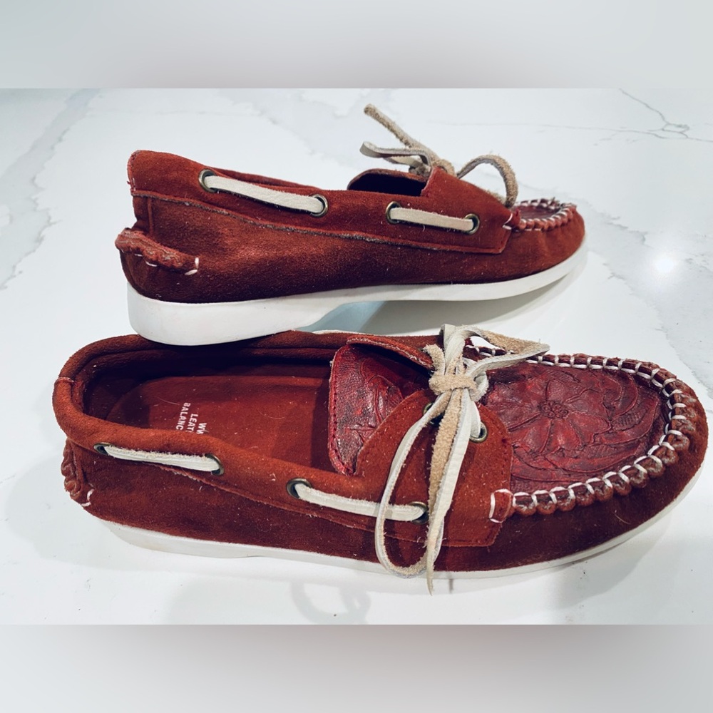Anthropologie kobler burgundy wine leather Moccasins 7